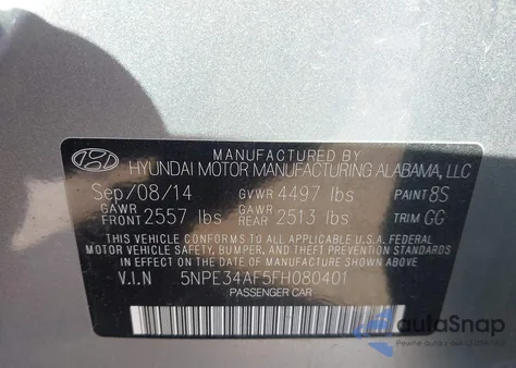 2015 Hyundai Sonata Sport из США, поврежденный, VIN 5NPE34AF5FH080401